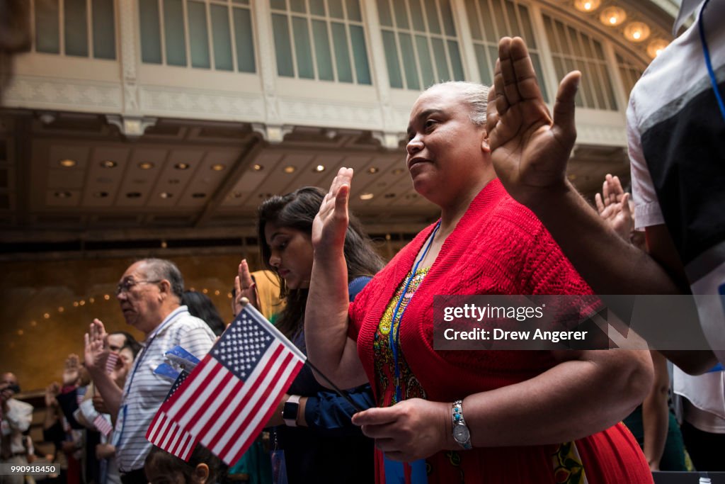 Immigrants From Over 50 Countries Become U.S. Citizens At The New York Public Library