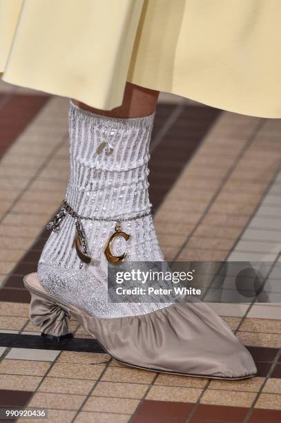 Model, shoe detail, walks the runway during the Acne Studios Womenswear Spring Summer 2019 show during the Paris Fashion Week on July 1, 2018 in...