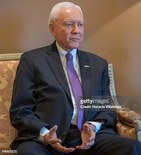 The President pro tempore of the United States Senate Orrin Hatch during his meeting with Portuguese President Marcelo Rebelo de Sousa in the...