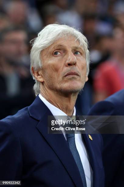 Jose Pekerman, Head coach of Colombia looks on prior to the 2018 FIFA World Cup Russia Round of 16 match between Colombia and England at Spartak...