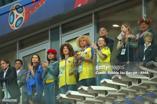 Colombia legend Carlos Valderrama looks on prior to the 2018 FIFA World Cup Russia Round of 16 match between Colombia and England at Spartak Stadium...
