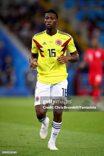 Jefferson Lerma of Colombia in action during the 2018 FIFA World Cup Russia Round of 16 match between Colombia and England at Spartak Stadium on July...