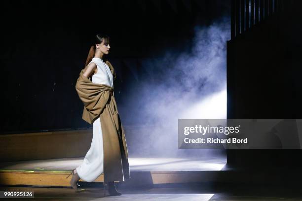 Model walks the runway during the Stephane Rolland Haute Couture Fall Winter 2018/2019 show at Maison de la Radio as part of Paris Fashion Week on...