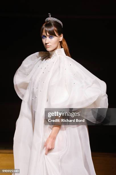 Model walks the runway during the Stephane Rolland Haute Couture Fall Winter 2018/2019 show at Maison de la Radio as part of Paris Fashion Week on...