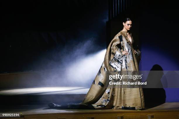 Model walks the runway during the Stephane Rolland Haute Couture Fall Winter 2018/2019 show at Maison de la Radio as part of Paris Fashion Week on...