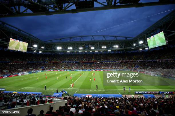 General view of action during the 2018 FIFA World Cup Russia Round of 16 match between Colombia and England at Spartak Stadium on July 3, 2018 in...