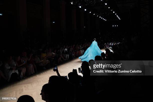 Model walks the runway during the Tony Ward Haute Couture Fall Winter 2018/2019 show as part of Paris Fashion Week on July 2, 2018 in Paris, France.