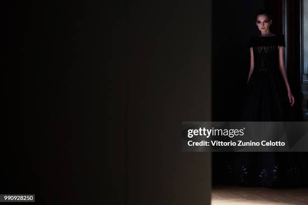 Model walks the runway during the Tony Ward Haute Couture Fall Winter 2018/2019 show as part of Paris Fashion Week on July 2, 2018 in Paris, France.