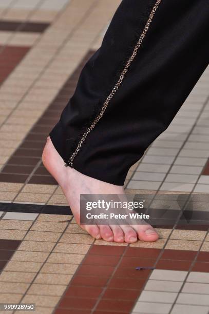 Model, shoe detail, walks the runway during the Acne Studios Womenswear Spring Summer 2019 show during the Paris Fashion Week on July 1, 2018 in...