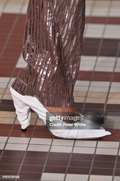 Model, shoe detail, walks the runway during the Acne Studios Womenswear Spring Summer 2019 show during the Paris Fashion Week on July 1, 2018 in...