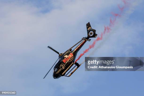 Airbus Helicopters Colibri H120 of the Helicopter solo display team VOSTOK EUROPE – Wizard team performs an aerobatic display during the Kavala Air...