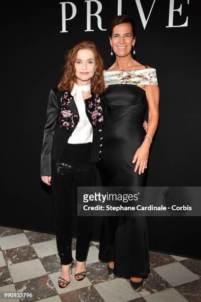 Actress Isabelle Huppert and Roberta Armani attend the Giorgio Armani Prive Haute Couture Fall/Winter 2018-2019 show as part of Haute Couture Paris...