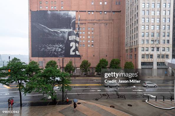 LeBron James Banner Removed From Outside Cleveland Cavaliers' Arena LeBron James Banner Removed From Outside Cleveland Cavaliers' Arena