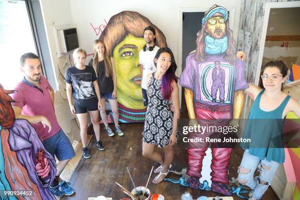 From left to right Jonah Brotman,cofounder, mondo forma Rose Broadbent, artist Joy Broadbent, artist Jeff Blackburn, artist Steph Ngan, cofounder,...