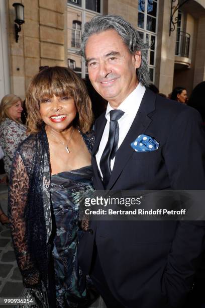 Singer Tina Turner and her husband Erwin Bach attend the Giorgio Armani Prive Haute Couture Fall Winter 2018/2019 show as part of Paris Fashion Week...