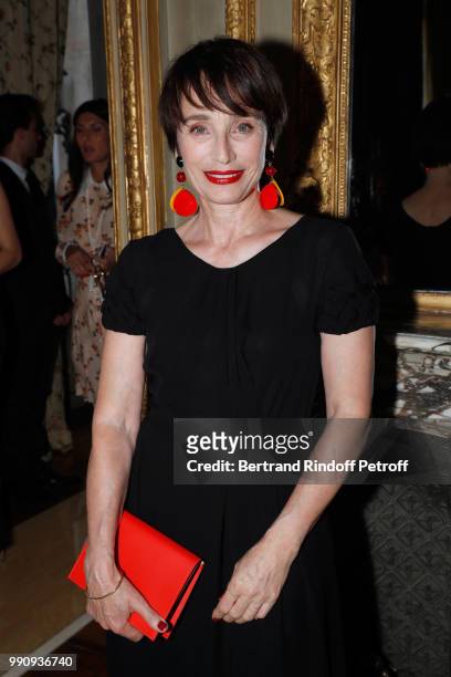 Actress Kristin Scott Thomas attends the Giorgio Armani Prive Haute Couture Fall Winter 2018/2019 show as part of Paris Fashion Week on July 3, 2018...