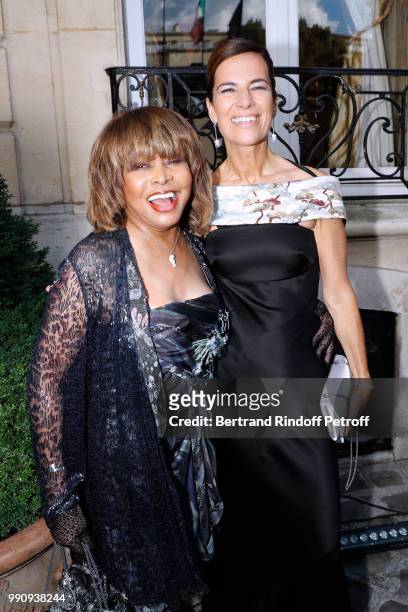 Singer Tina Turner and Roberta Armani attend the Giorgio Armani Prive Haute Couture Fall Winter 2018/2019 show as part of Paris Fashion Week on July...