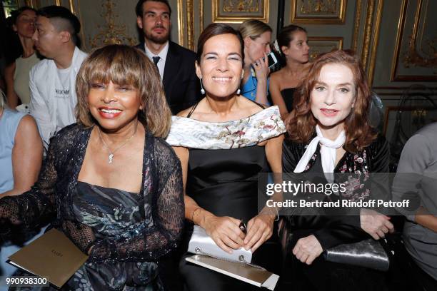 Singer Tina Turner, Roberta Armani and Isabelle Huppert attend the Giorgio Armani Prive Haute Couture Fall Winter 2018/2019 show as part of Paris...