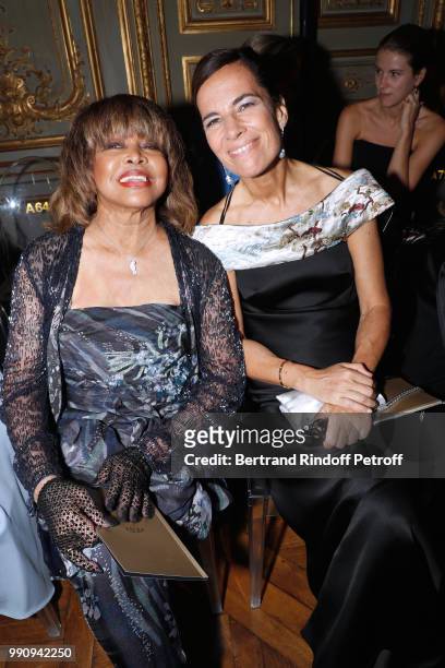 Singer Tina Turner and Roberta Armani attend the Giorgio Armani Prive Haute Couture Fall Winter 2018/2019 show as part of Paris Fashion Week on July...