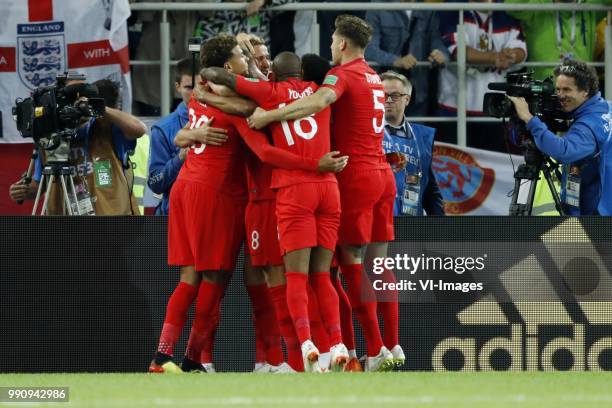 Ashley Young of England, Dele Alli of England, Harry Kane of England, Jesse Lingard of England during the 2018 FIFA World Cup Russia round of 16...