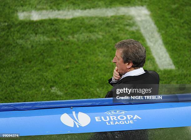 Fulham's head coach Roy Hodgson follows the action during the final football match of the UEFA Europa League Fulham FC vs Aletico Madrid in Hamburg,...