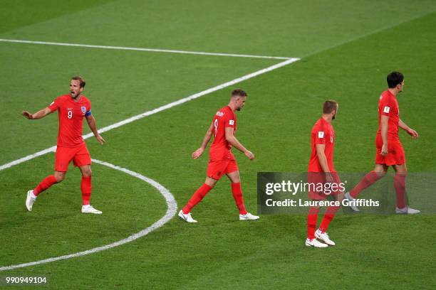 England players look dejected after conceding during the 2018 FIFA World Cup Russia Round of 16 match between Colombia and England at Spartak Stadium...