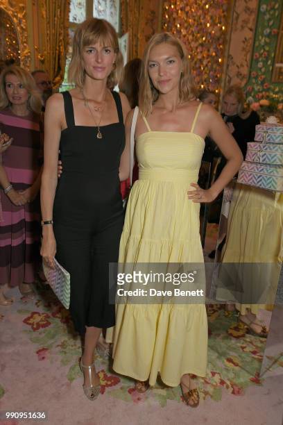 Jacquetta Wheeler and Arizona Muse attend the Mrs Alice x Misela launch event at Annabel's on July 3, 2018 in London, England.