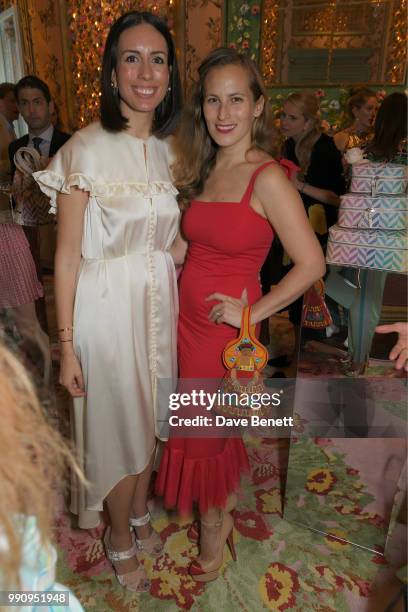 Serra Tucker and Charlotte Dellal attend the Mrs Alice x Misela launch event at Annabel's on July 3, 2018 in London, England.