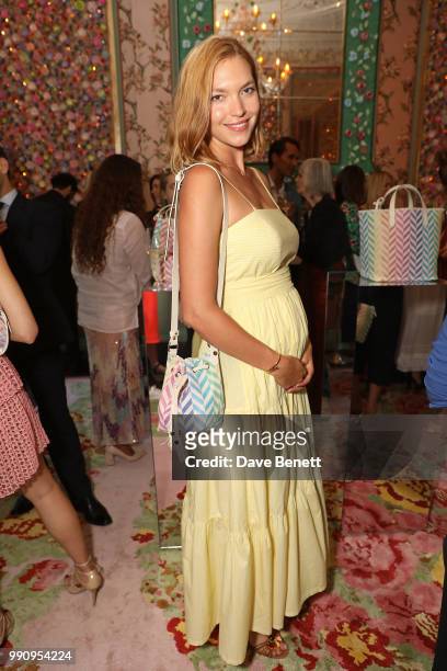 Arizona Muse attends the Mrs Alice x Misela launch event at Annabel's on July 3, 2018 in London, England.