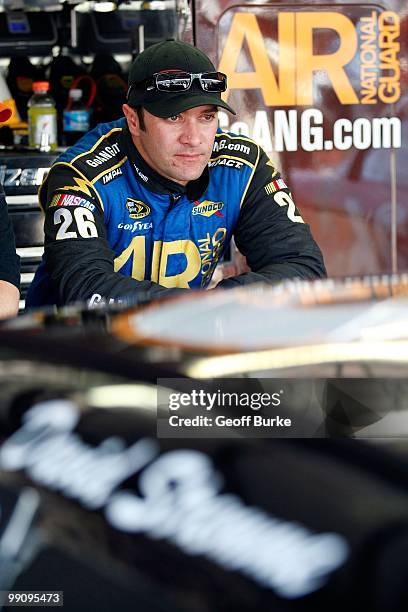 David Stremme, driver of the Air National Guard Ford, looks on in the garage during practice for the NASCAR Sprint Cup Series SHOWTIME Southern 500...