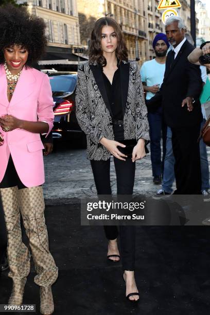 Kaia Gerber arrives at the 'Vogue Foundation Dinner 2018' at Palais Galleria on July 3, 2018 in Paris, France.