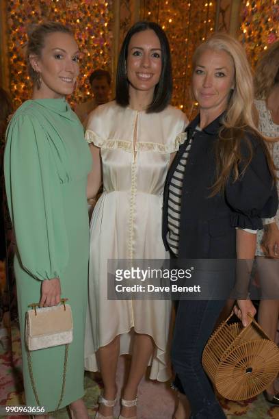 Olivia Buckingham, Serra Turker and Tamara Beckwith attend the Mrs Alice x Misela launch event at Annabel's on July 3, 2018 in London, England.