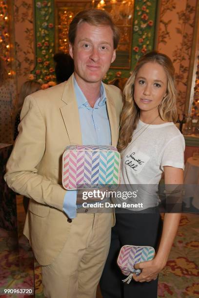 Tom Naylor-Leyland and Florence Brudenell-Bruce attend the Mrs Alice x Misela launch event at Annabel's on July 3, 2018 in London, England.