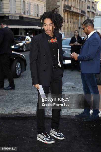 Luka Sabbat arrive at the 'Vogue Foundation Dinner 2018' at Palais Galleria on July 3, 2018 in Paris, France.