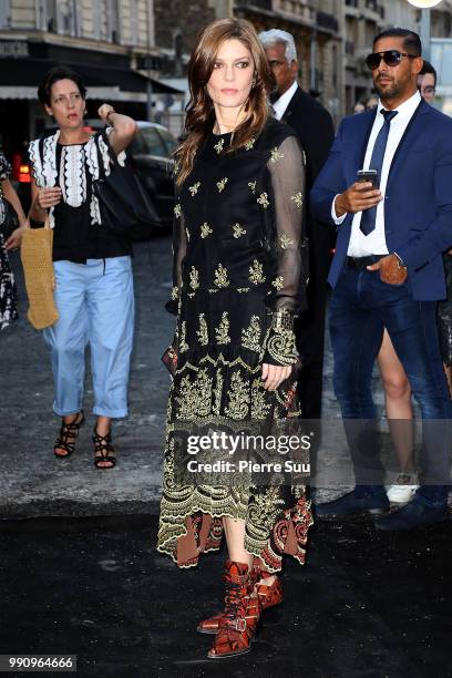 Chiara Mastroianni arrives at the 'Vogue Foundation Dinner 2018' at Palais Galleria on July 3, 2018 in Paris, France.