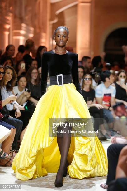 Model walks the runway during the Alexandre Vauthier Haute Couture Fall Winter 2018/2019 show as part of Paris Fashion Week on July 3, 2018 in Paris,...