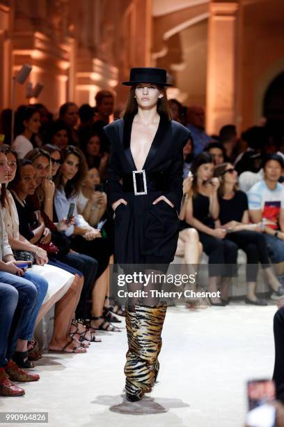 Model walks the runway during the Alexandre Vauthier Haute Couture Fall Winter 2018/2019 show as part of Paris Fashion Week on July 3, 2018 in Paris,...