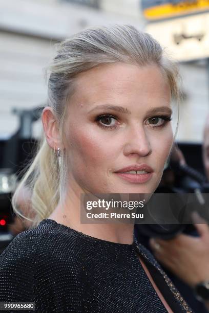 Lara Stone arrives at the 'Vogue Foundation Dinner 2018' at Palais Galleria on July 3, 2018 in Paris, France.