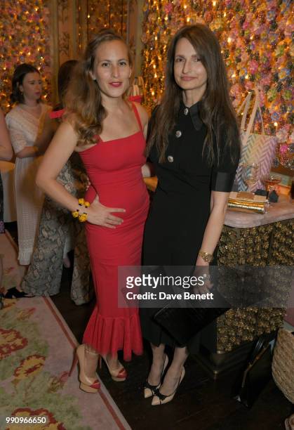 Charlotte Dellal and Alessandra Rich attend the Mrs Alice x Misela launch event at Annabel's on July 3, 2018 in London, England.