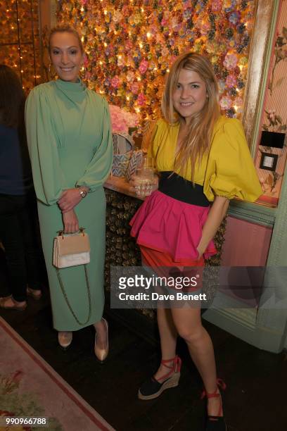 Olivia Buckingham and Matilda Goad attend the Mrs Alice x Misela launch event at Annabel's on July 3, 2018 in London, England.