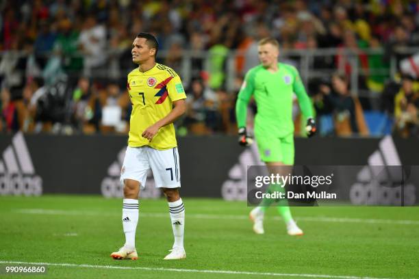Carlos Bacca of Colombia shows his dejection following the 2018 FIFA World Cup Russia Round of 16 match between Colombia and England at Spartak...