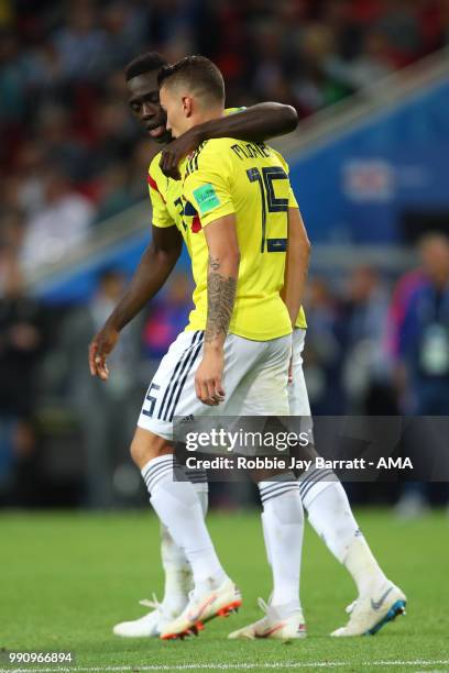 Mateus Uribe of Colombia is consoled after missing in a penalty shootout at the end of extra time during the 2018 FIFA World Cup Russia Round of 16...