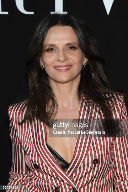 Juliette Binoche attends the Giorgio Armani Prive Haute Couture Fall Winter 2018/2019 show as part of Paris Fashion Week on July 3, 2018 in Paris,...