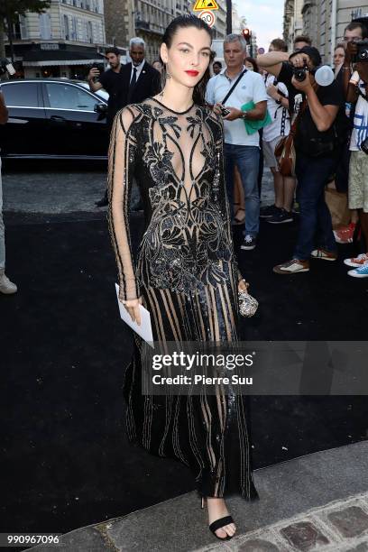 Vittoria Ceretti arrives at the 'Vogue Foundation Dinner 2018' at Palais Galleria on July 3, 2018 in Paris, France.