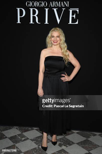 Angela Ismailos attends the Giorgio Armani Prive Haute Couture Fall Winter 2018/2019 show as part of Paris Fashion Week on July 3, 2018 in Paris,...