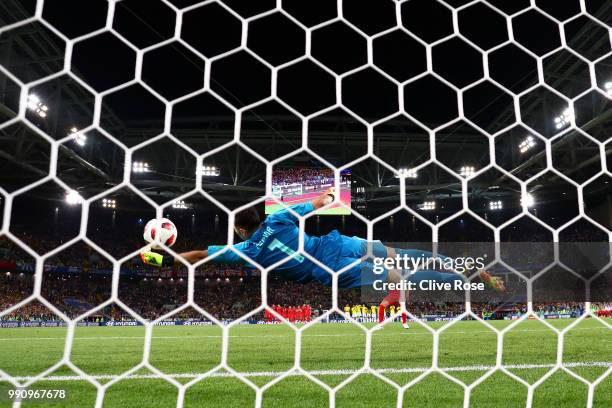 David Ospina of Colombia saves the third penalty from Jordan Henderson of England in the penalty shoot out during the 2018 FIFA World Cup Russia...