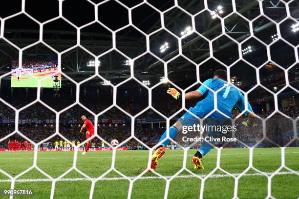 Eric Dier of England scores the winning penalty during the 2018 FIFA World Cup Russia Round of 16 match between Colombia and England at Spartak...