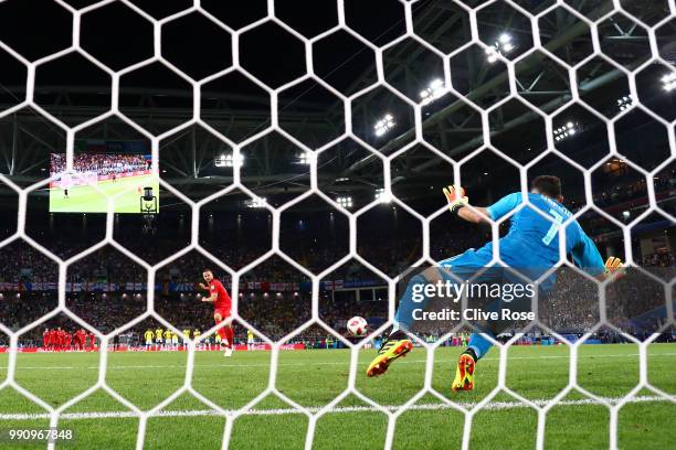 Eric Dier of England scores the winning penalty during the 2018 FIFA World Cup Russia Round of 16 match between Colombia and England at Spartak...