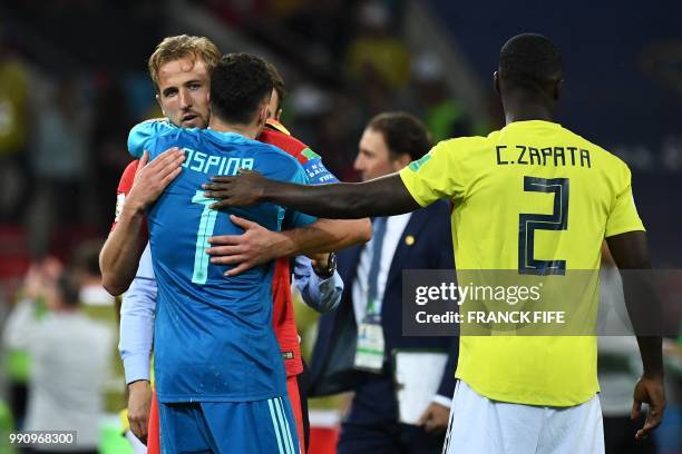 England's forward Harry Kane congratulates Colombia's goalkeeper David Ospina at the end of to the Russia 2018 World Cup round of 16 football match...