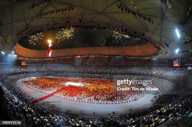 Opening Ceremonyillustration Illustratie, National Stadium Stadion, Birdsnest, Olympic Flame Vlam Flamme, Olymische Spelen, Jeux Olympique /Tim De...